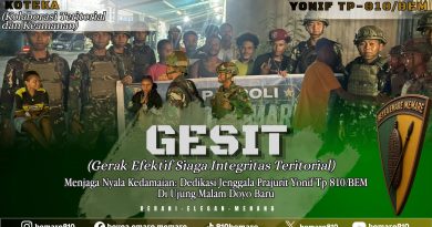 Gesit (Gerak Efektif Siaga  Integritas Teritorial) Prajurit Yonif TP 810/Beyea Emare  Mamare (BEM) Patroli di Ujung Malam Doyo Baru