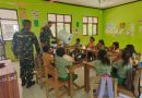 Pos Mahen Satgas  Yonif 742/SWY Ajari Murid Sekolah Perbatasan Buat Tempat Sampah dari Limbah Plastik