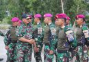 Prajurit Kompi Komposit Marinir Natuna Sambut  Hangat Kunker Pangkogabwilhan I di Garda Terdepan NKRI