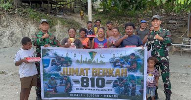 Senyum dan Kepedulian di Ujung Negeri Anggota Yonif TP 810/Beyea Emare Mamare (BEM) Berbagi Jumat Berkah